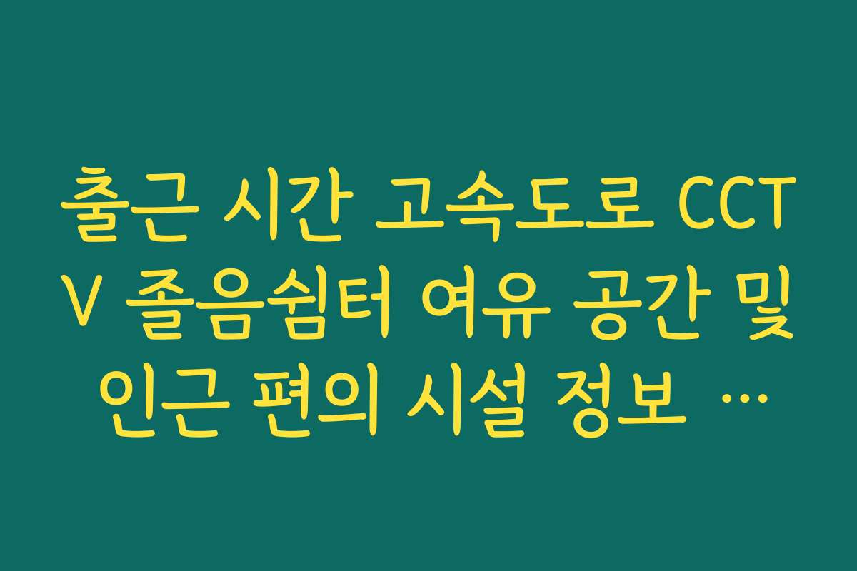 출근 시간 고속도로 CCTV 졸음쉼터 여유 공간 및 인근 편의 시설 정보 안내