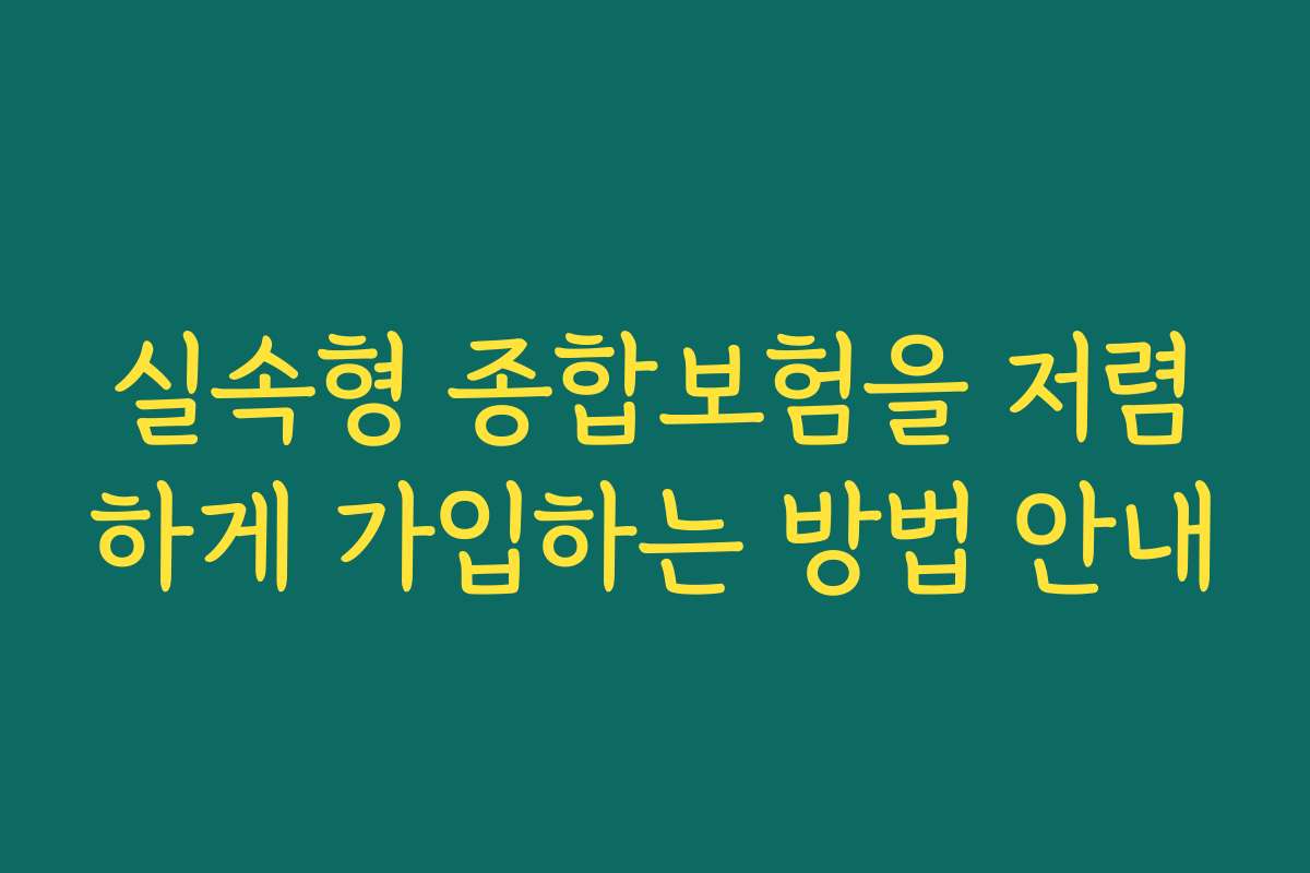 실속형 종합보험을 저렴하게 가입하는 방법 안내
