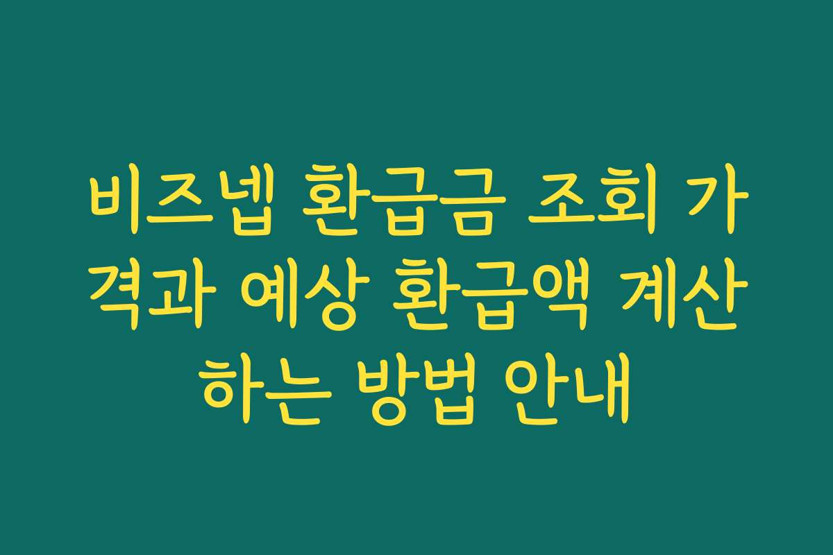 비즈넵 환급금 조회 가격과 예상 환급액 계산하는 방법 안내
