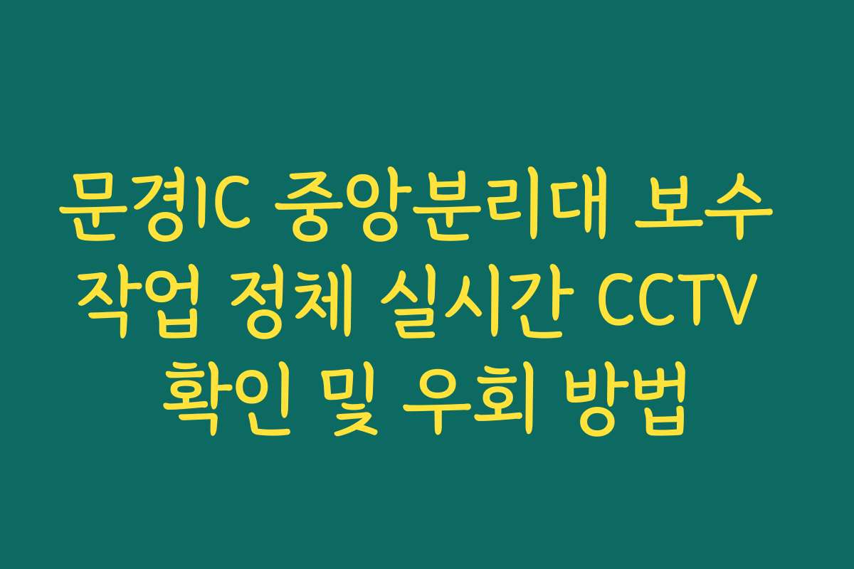 문경IC 중앙분리대 보수 작업 정체 실시간 CCTV 확인 및 우회 방법