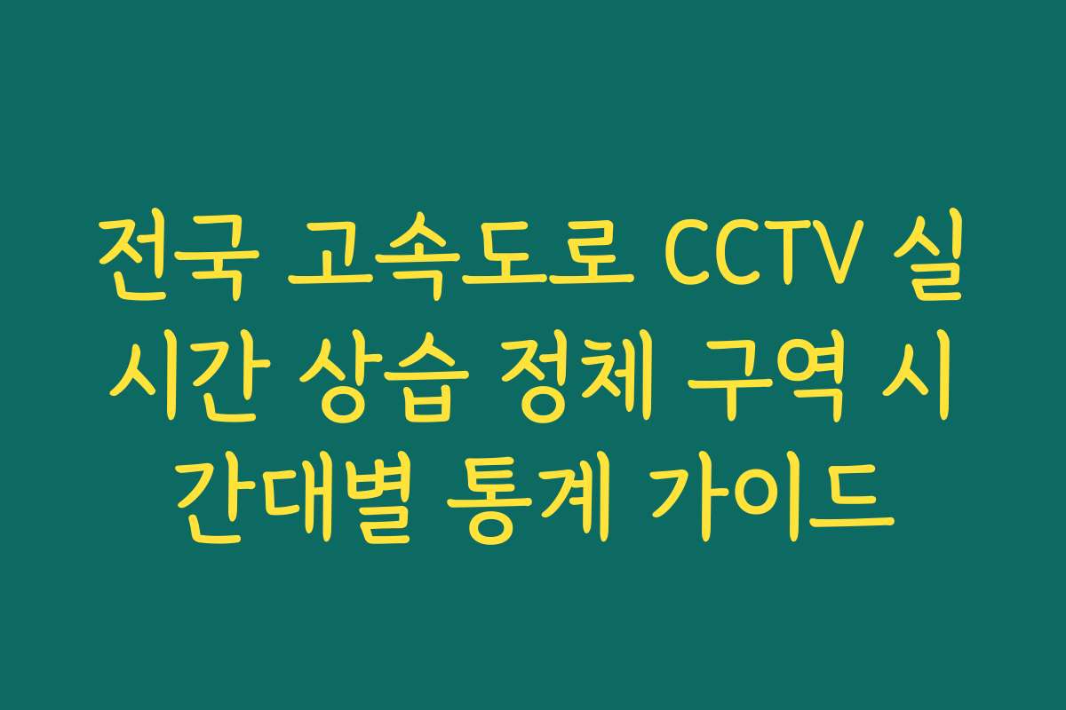 전국 고속도로 CCTV 실시간 상습 정체 구역 시간대별 통계 가이드