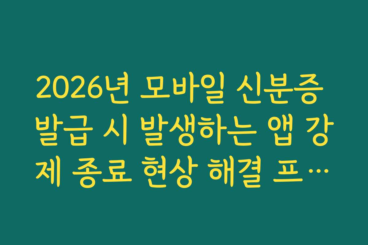 2026년 모바일 신분증 발급 시 발생하는 앱 강제 종료 현상 해결 프로세스