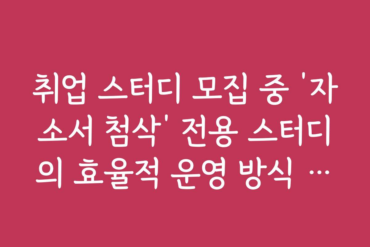 취업 스터디 모집 중 ‘자소서 첨삭’ 전용 스터디의 효율적 운영 방식 제안