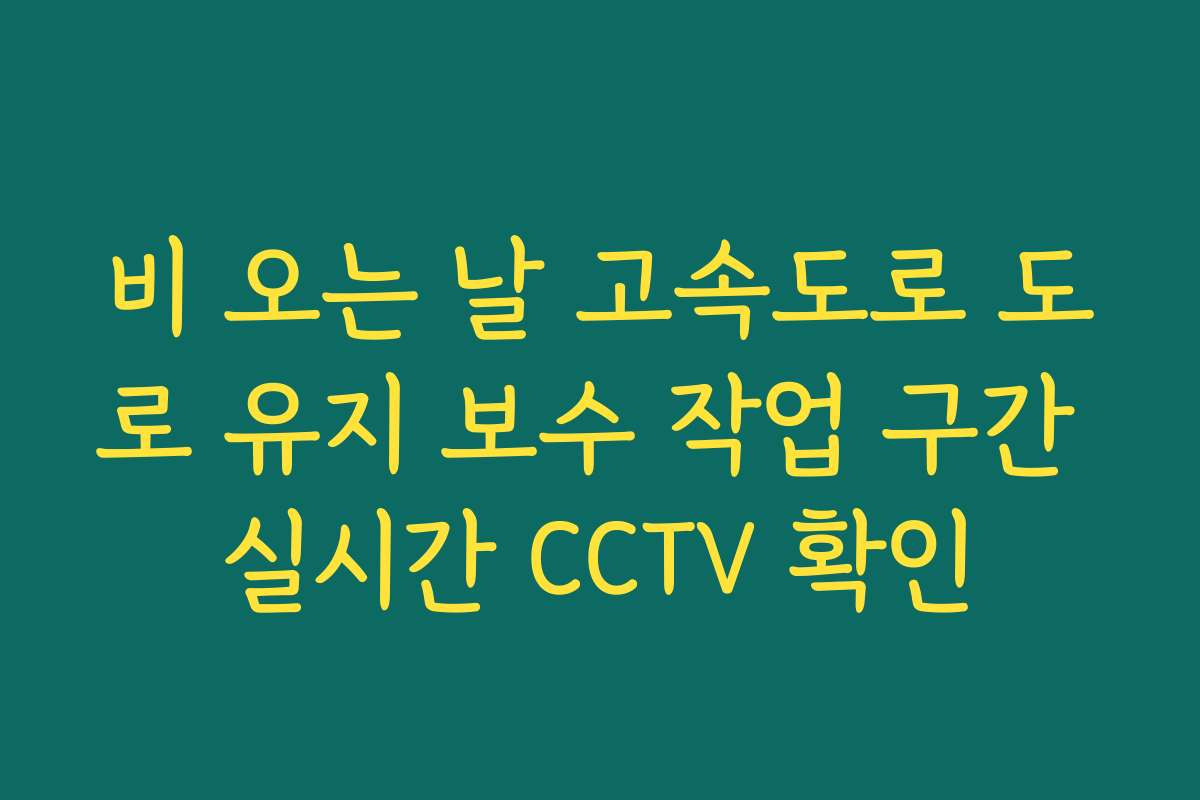 비 오는 날 고속도로 도로 유지 보수 작업 구간 실시간 CCTV 확인