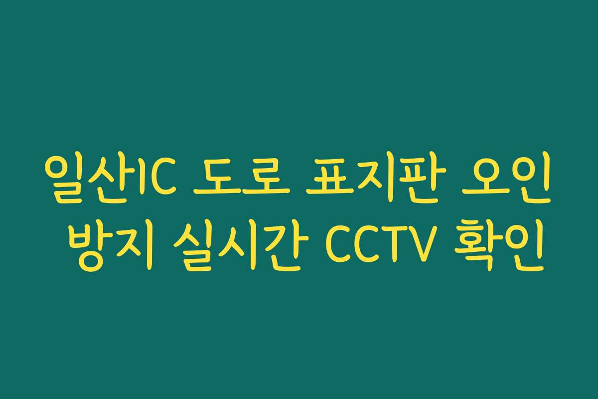 일산IC 도로 표지판 오인 방지 실시간 CCTV 확인