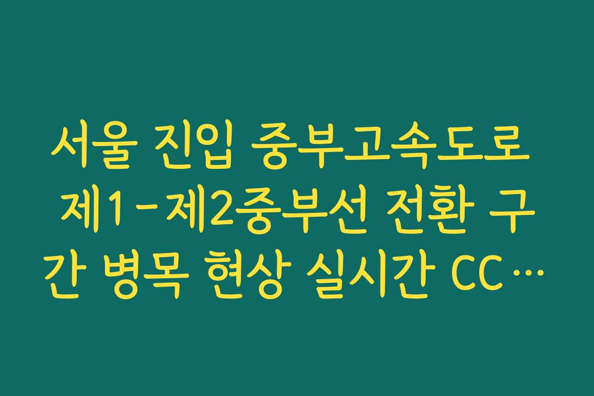 서울 진입 중부고속도로 제1-제2중부선 전환 구간 병목 현상 실시간 CCTV 확인