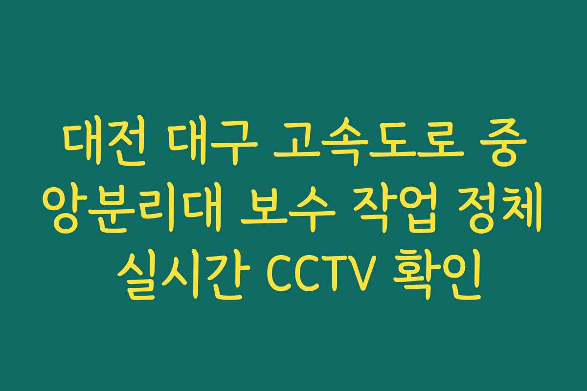 대전 대구 고속도로 중앙분리대 보수 작업 정체 실시간 CCTV 확인