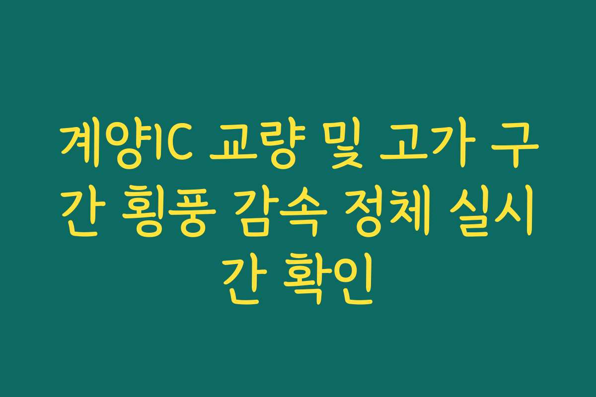 계양IC 교량 및 고가 구간 횡풍 감속 정체 실시간 확인