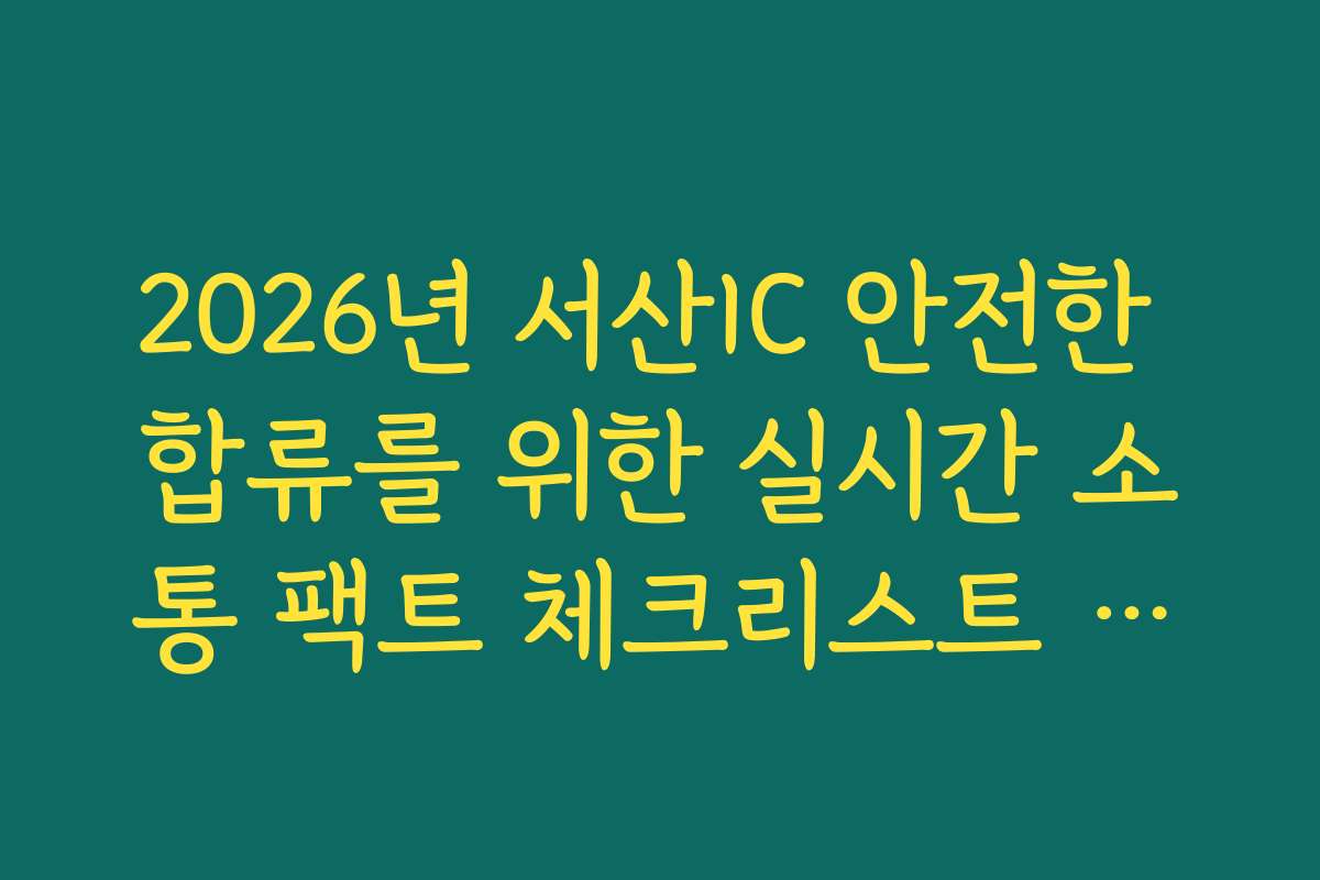 2026년 서산IC 안전한 합류를 위한 실시간 소통 팩트 체크리스트 확인 가이드