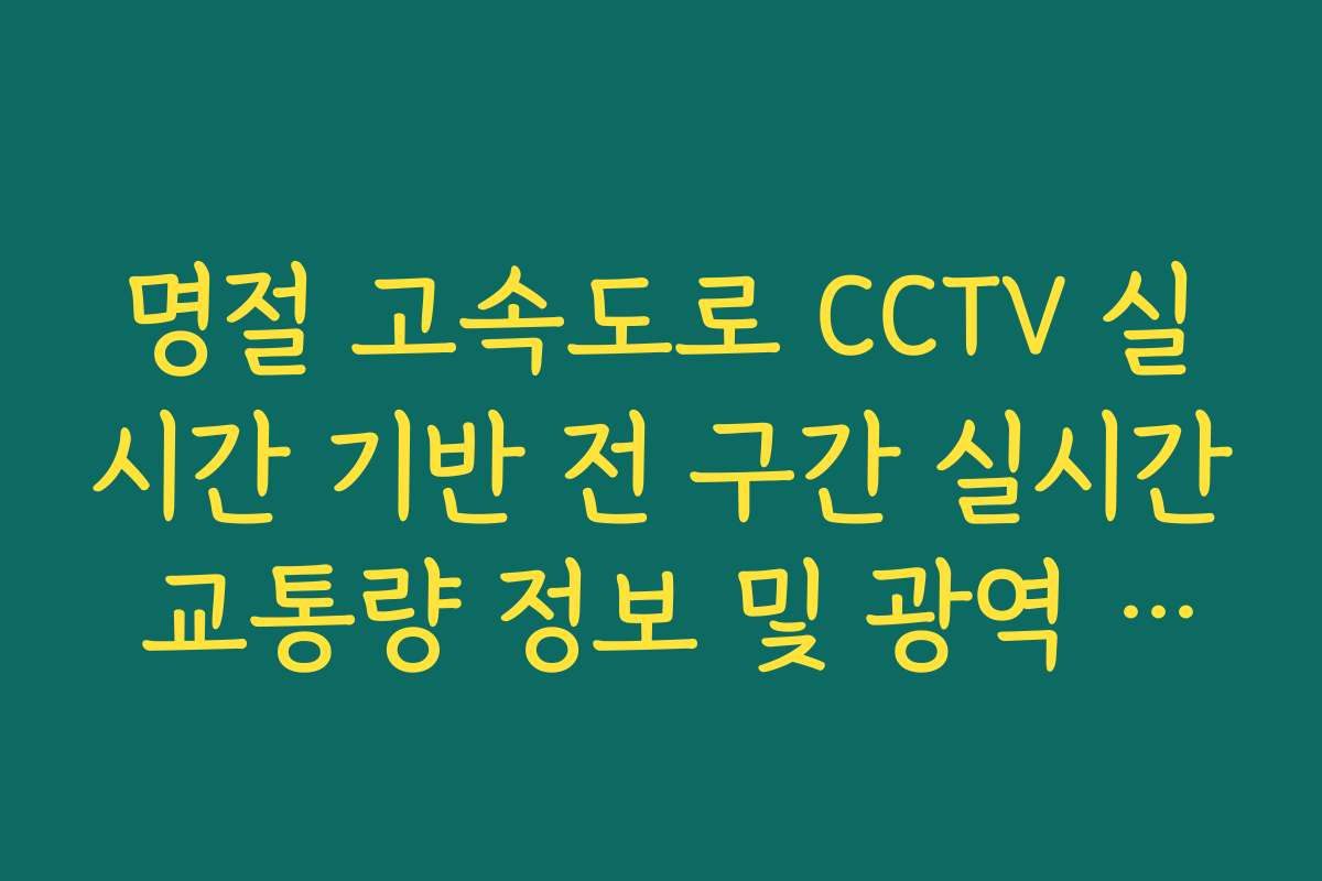 명절 고속도로 CCTV 실시간 기반 전 구간 실시간 교통량 정보 및 광역 우회 분석