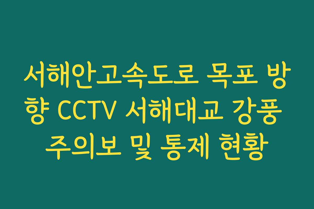 서해안고속도로 목포 방향 CCTV 서해대교 강풍 주의보 및 통제 현황
