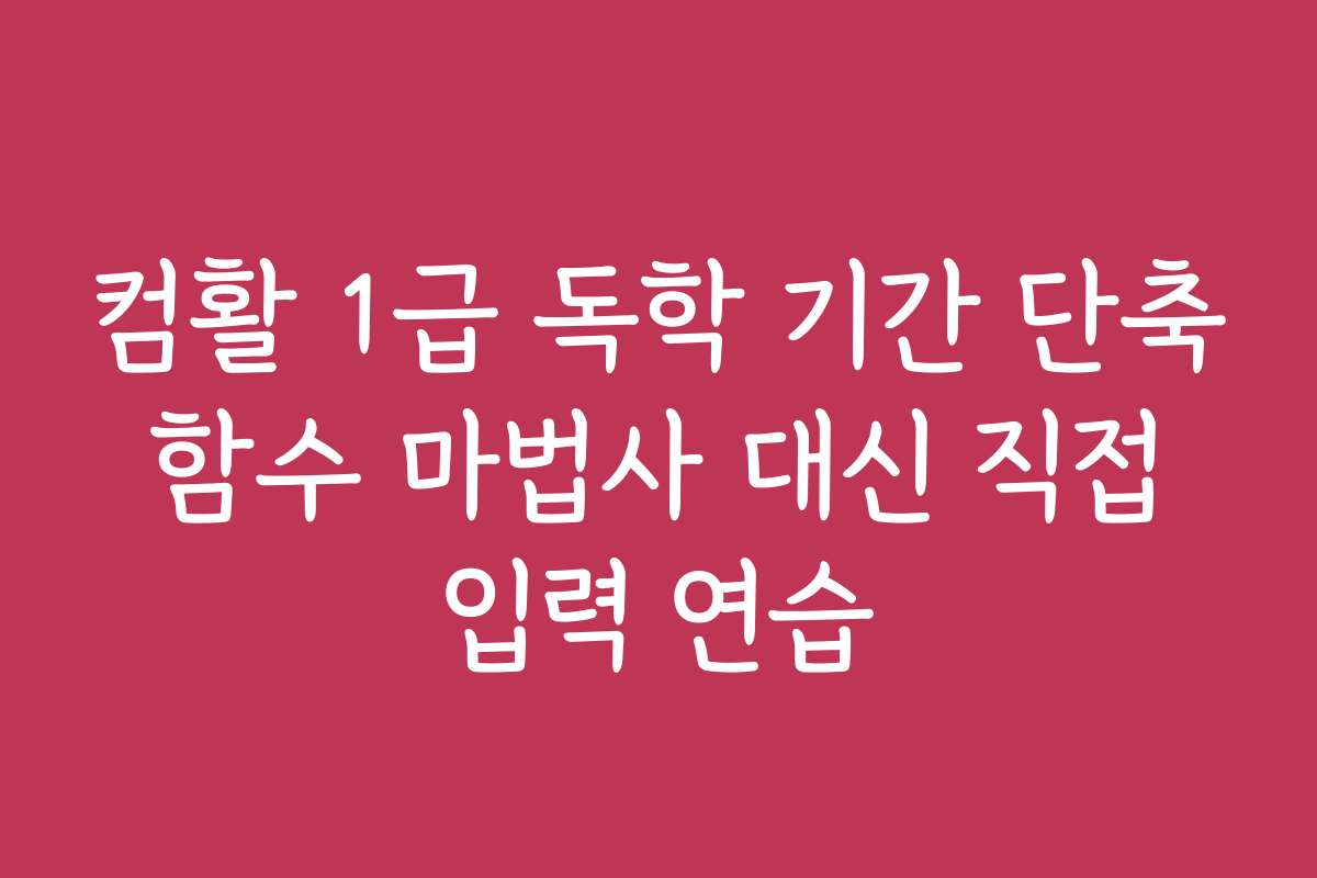 컴활 1급 독학 기간 단축 함수 마법사 대신 직접 입력 연습