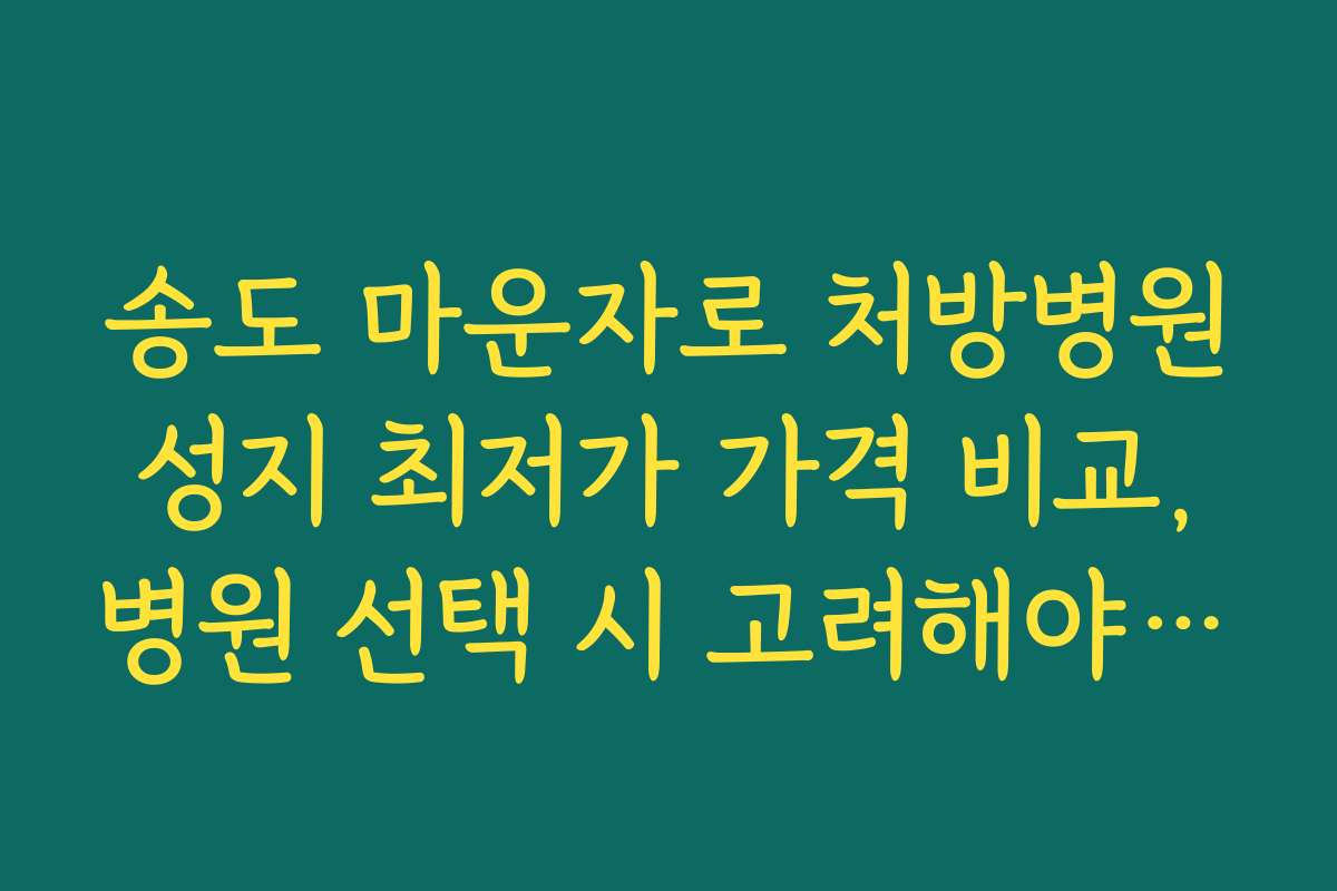 송도 마운자로 처방병원 성지 최저가 가격 비교, 병원 선택 시 고려해야 할 핵심 기준