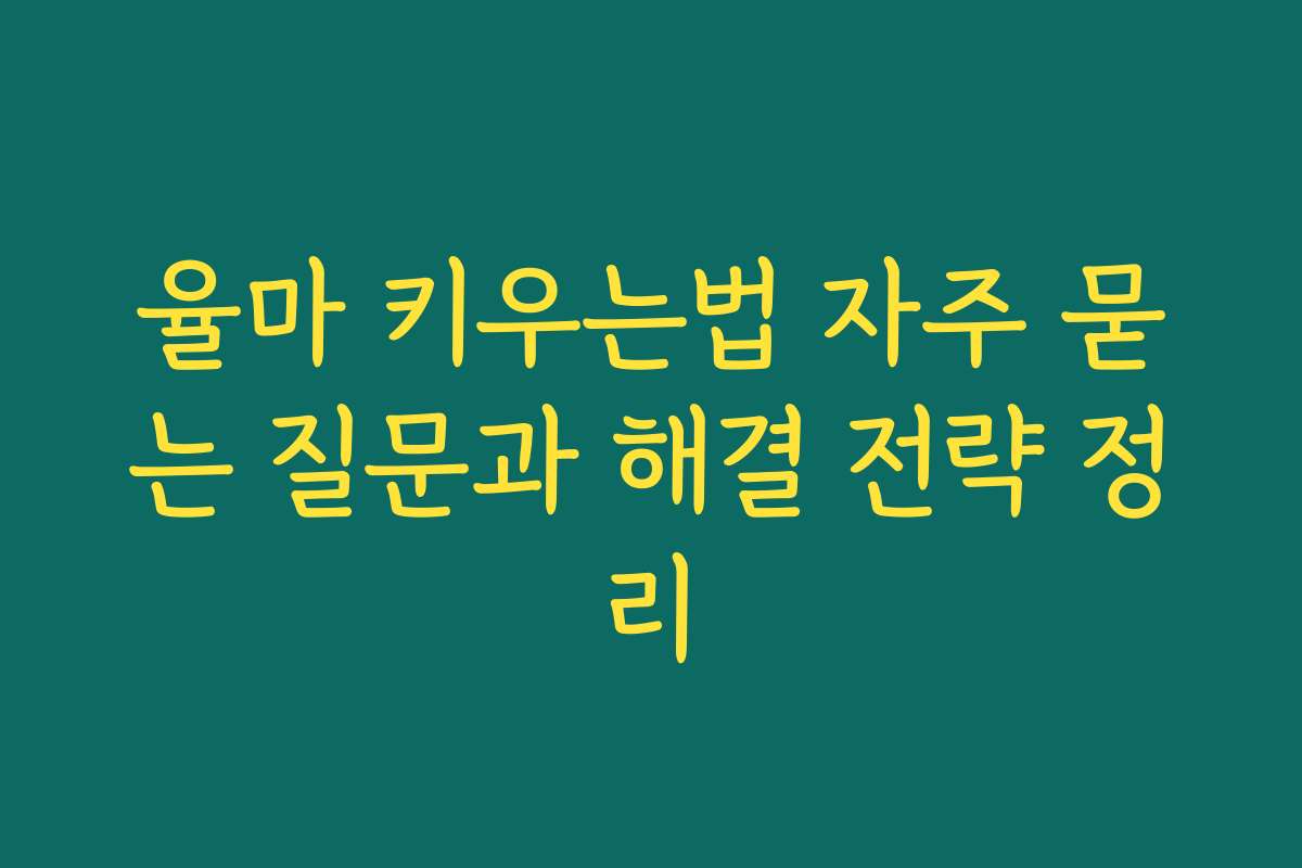 율마 키우는법 자주 묻는 질문과 해결 전략 정리