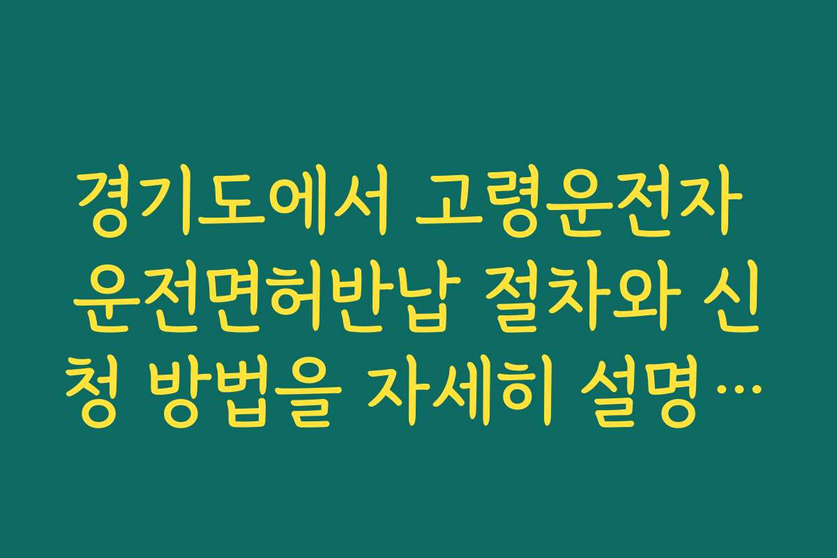 경기도에서 고령운전자 운전면허반납 절차와 신청 방법을 자세히 설명드립니다