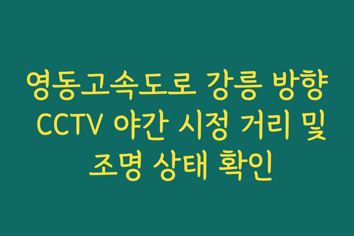 영동고속도로 강릉 방향 CCTV 야간 시정 거리 및 조명 상태 확인
