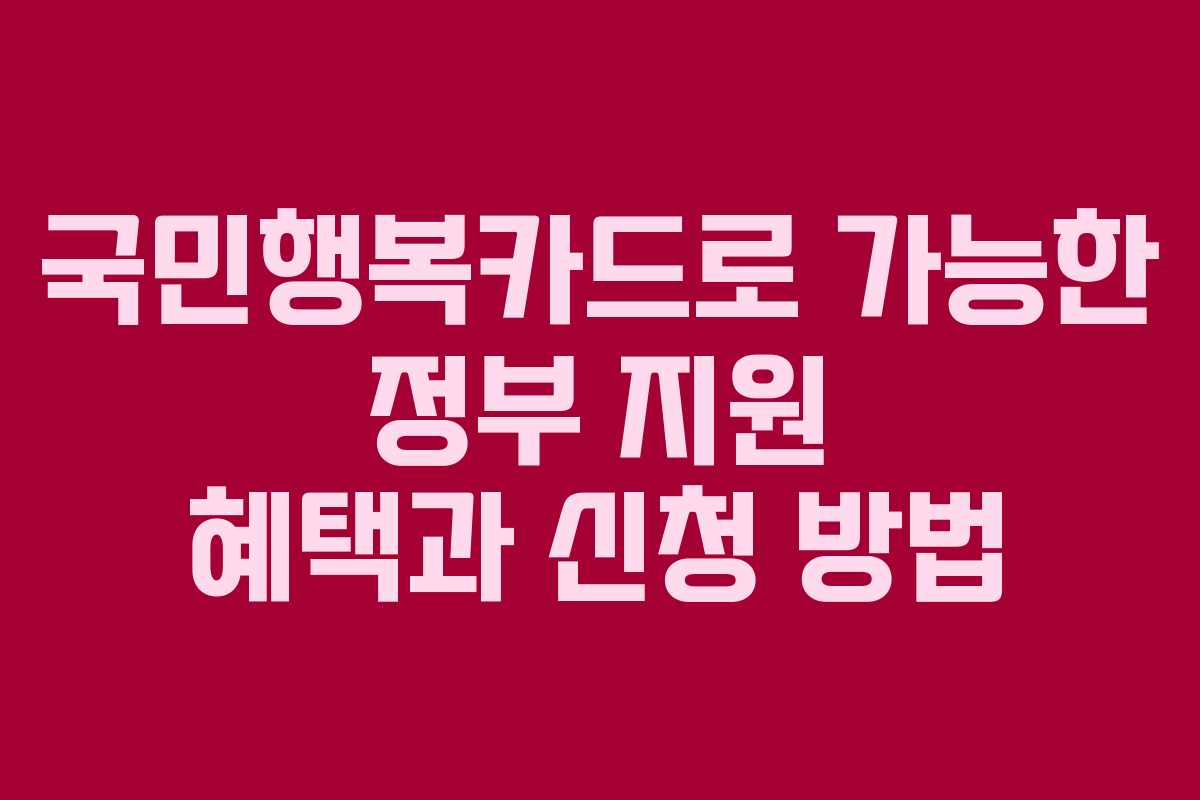 국민행복카드로 가능한 정부 지원 혜택과 신청 방법