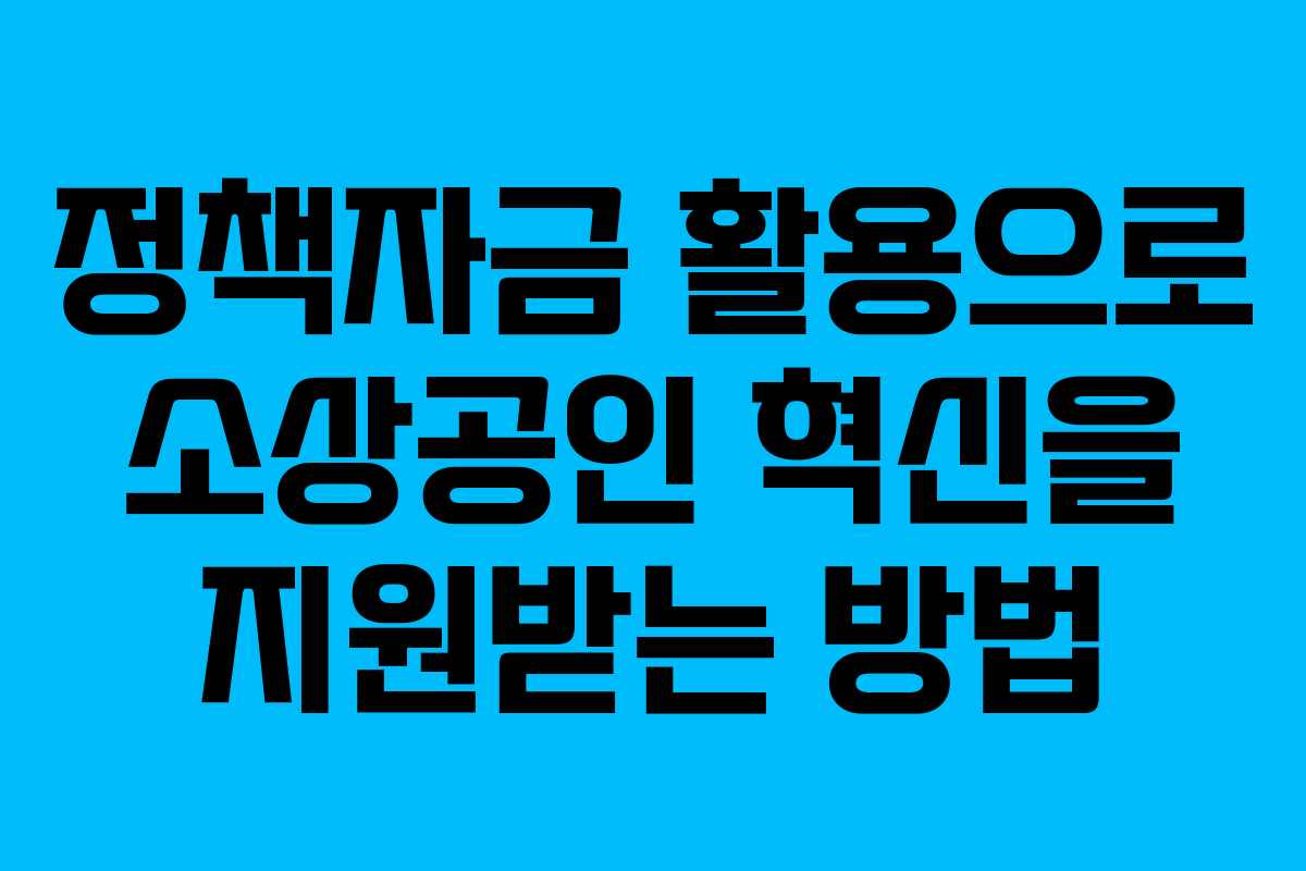 정책자금 활용으로 소상공인 혁신을 지원받는 방법