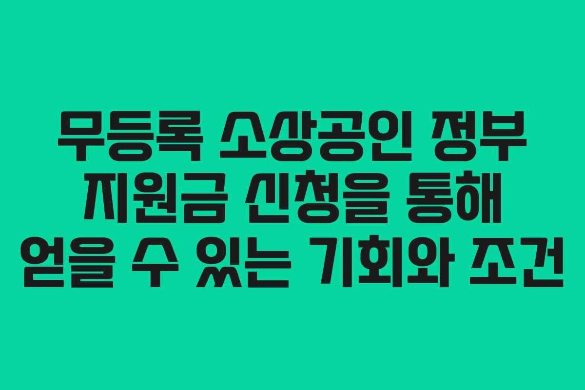무등록 소상공인 정부 지원금 신청을 통해 얻을 수 있는 기회와 조건