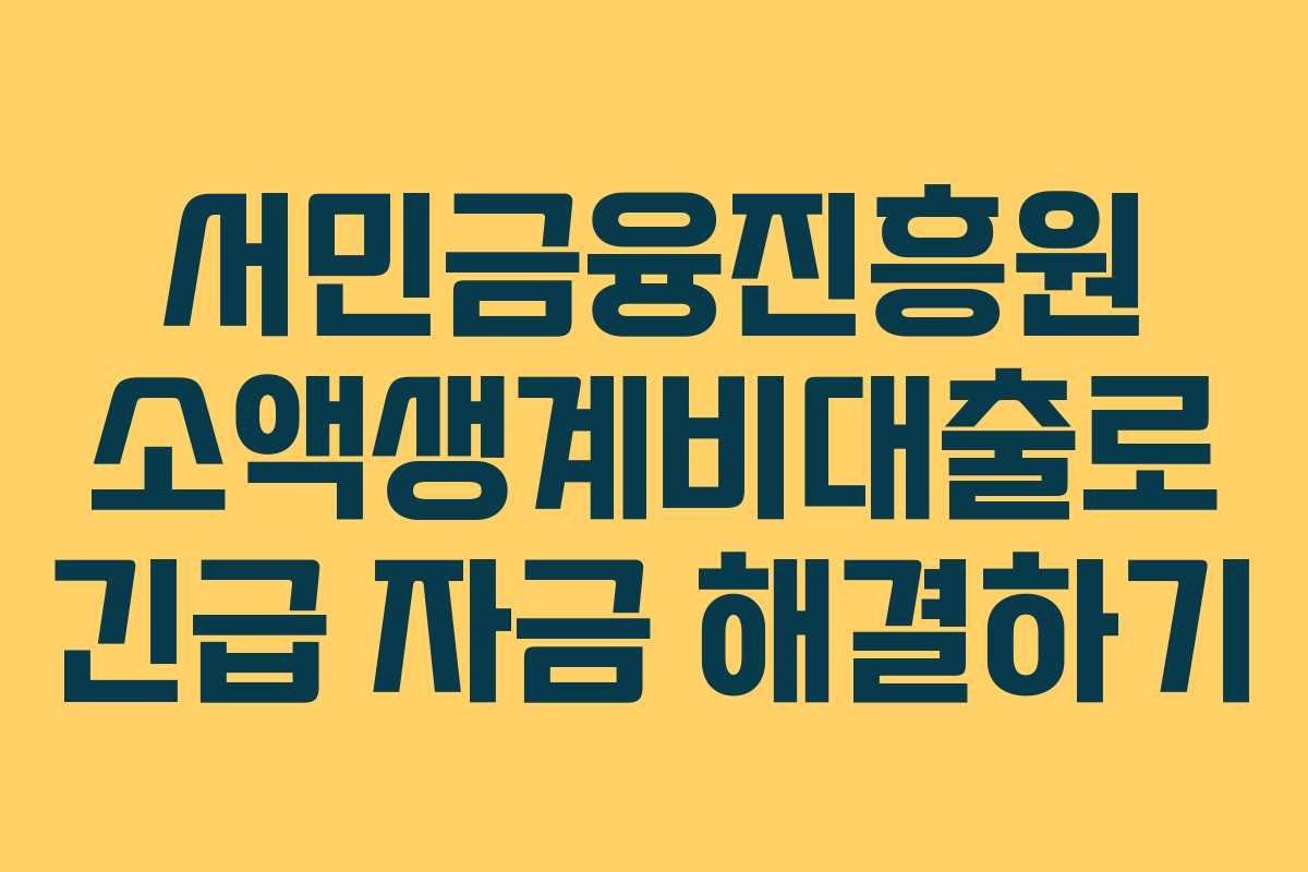 서민금융진흥원 소액생계비대출로 긴급 자금 해결하기