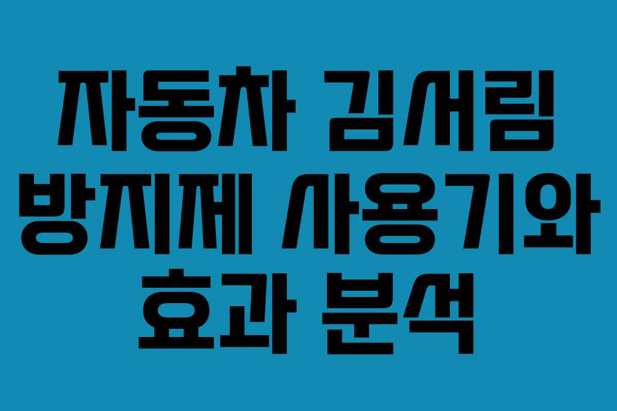 자동차 김서림 방지제 사용기와 효과 분석