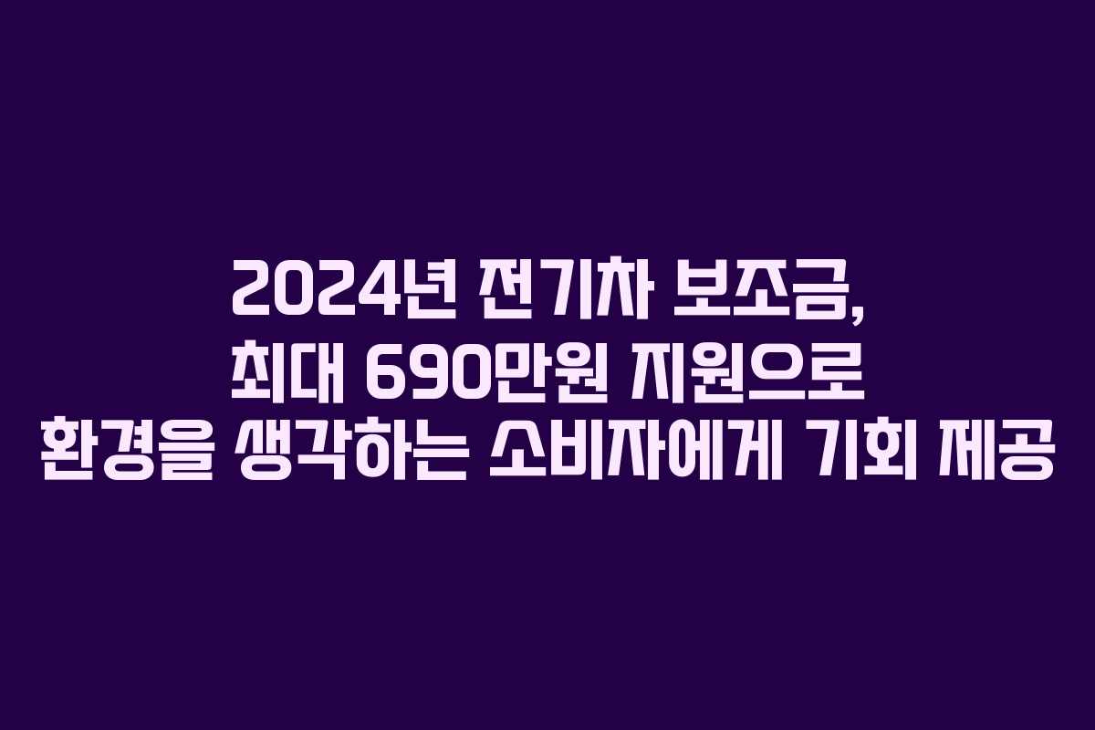 2024년 전기차 보조금, 최대 690만원 지원으로 환경을 생각하는 소비자에게 기회 제공