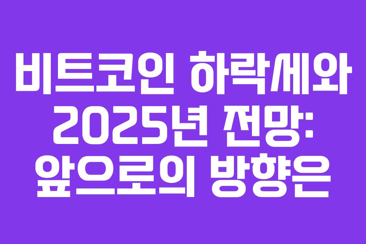 비트코인 하락세와 2025년 전망: 앞으로의 방향은