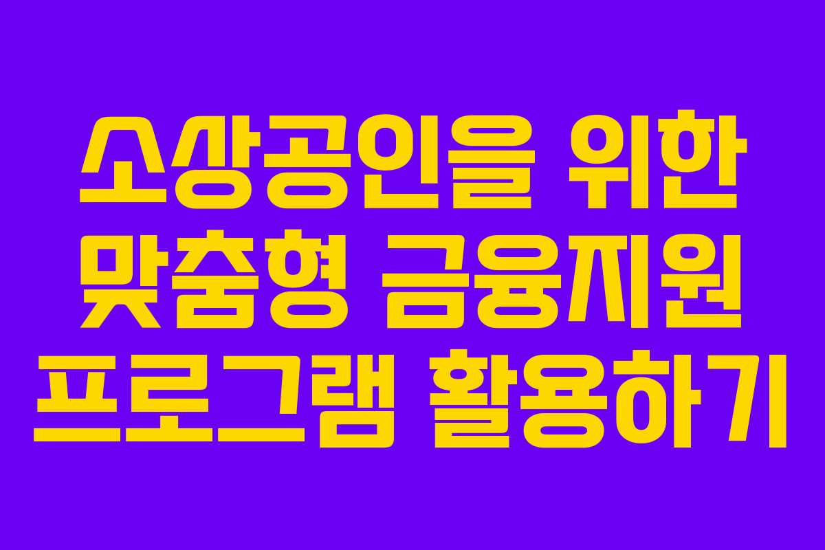 소상공인을 위한 맞춤형 금융지원 프로그램 활용하기