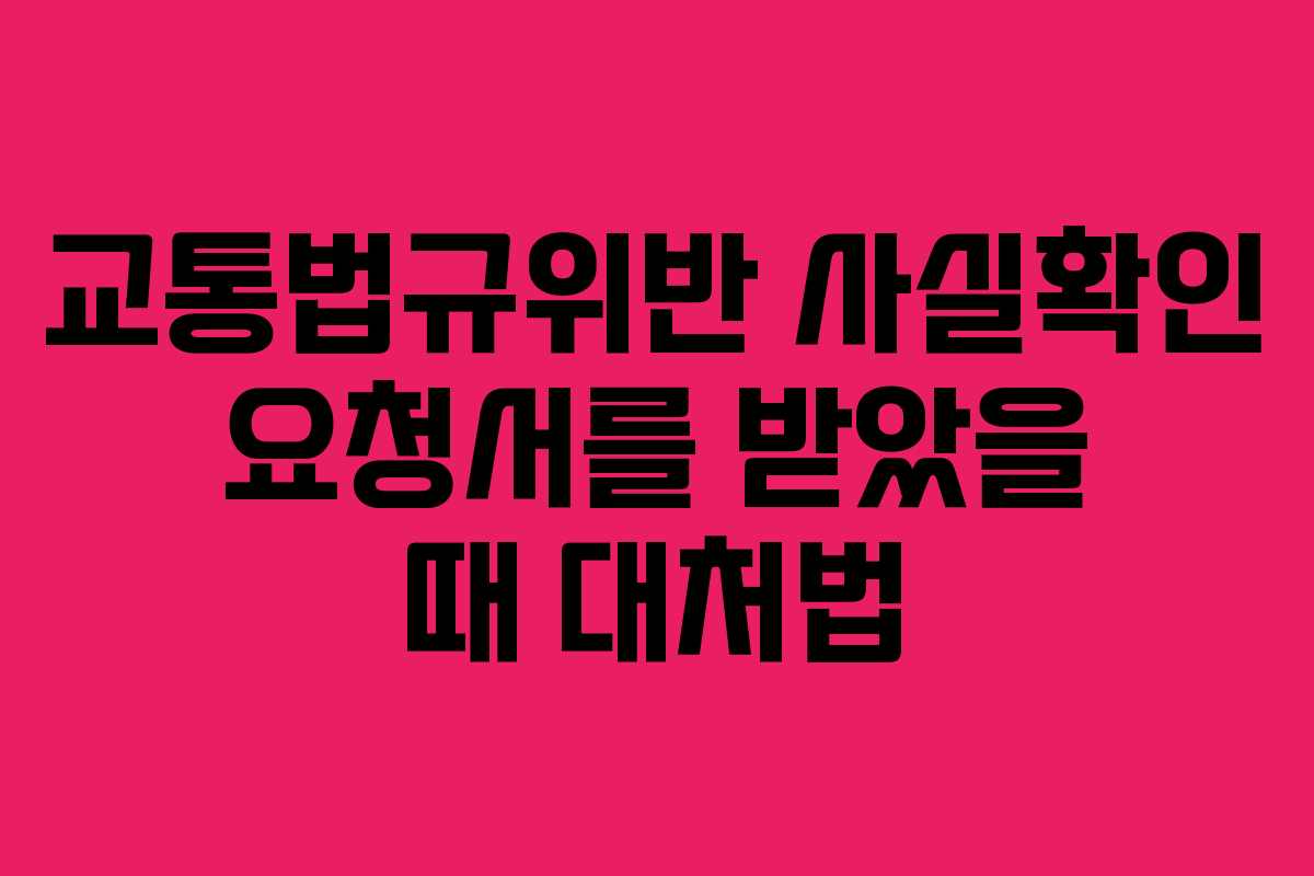교통법규위반 사실확인 요청서를 받았을 때 대처법