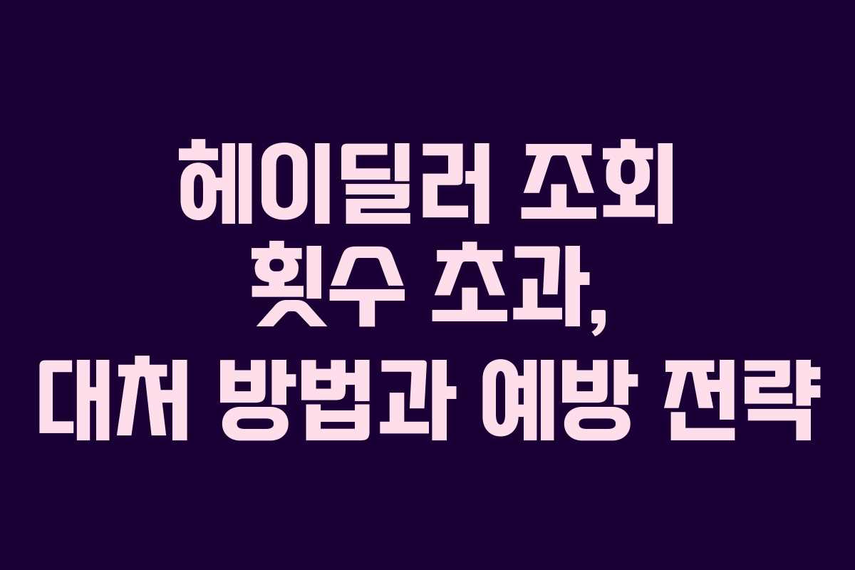 헤이딜러 조회 횟수 초과, 대처 방법과 예방 전략
