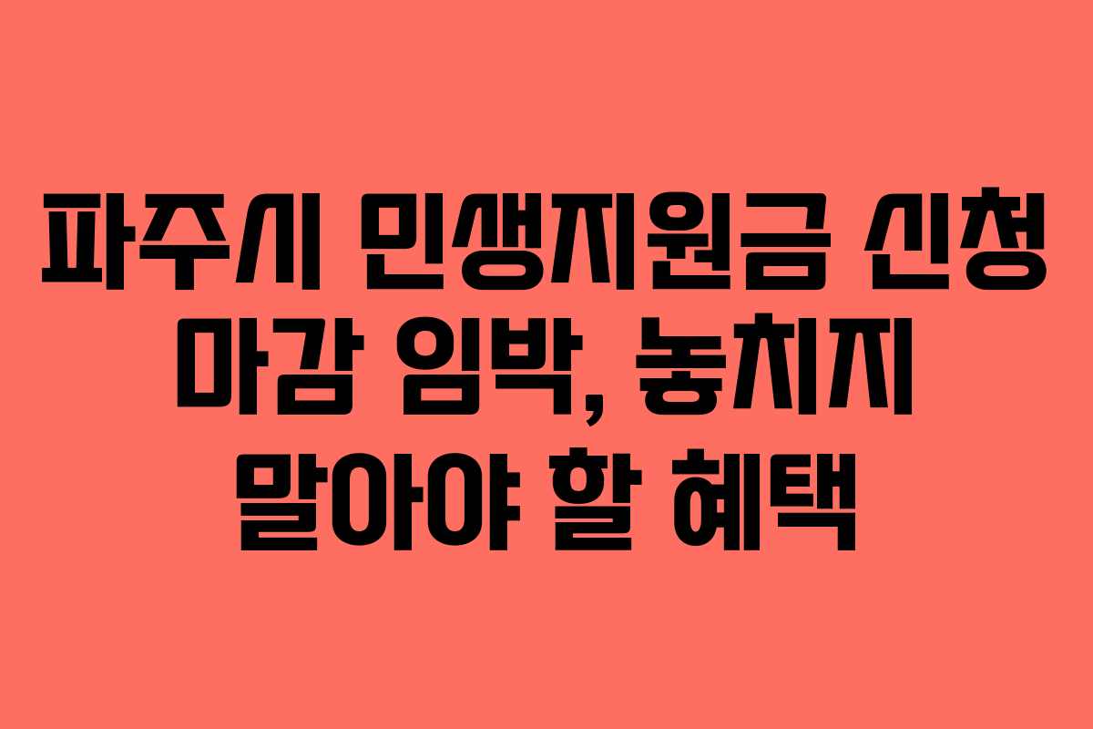 파주시 민생지원금 신청 마감 임박, 놓치지 말아야 할 혜택