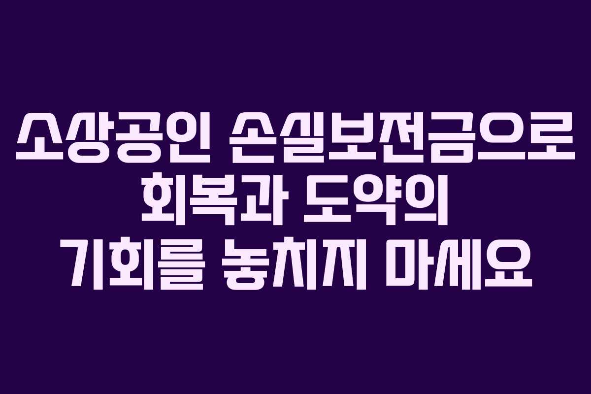 소상공인 손실보전금으로 회복과 도약의 기회를 놓치지 마세요