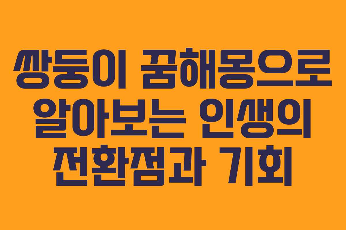 쌍둥이 꿈해몽으로 알아보는 인생의 전환점과 기회