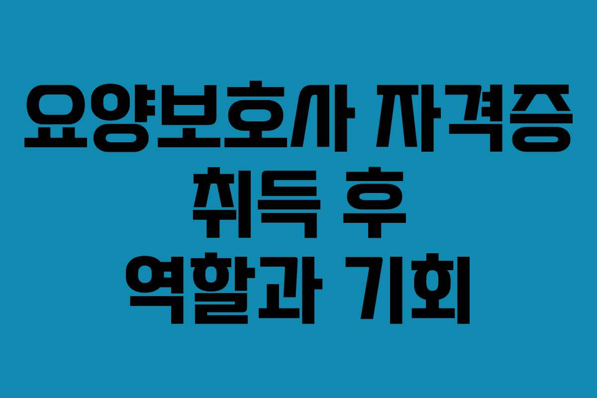 요양보호사 자격증 취득 후 역할과 기회