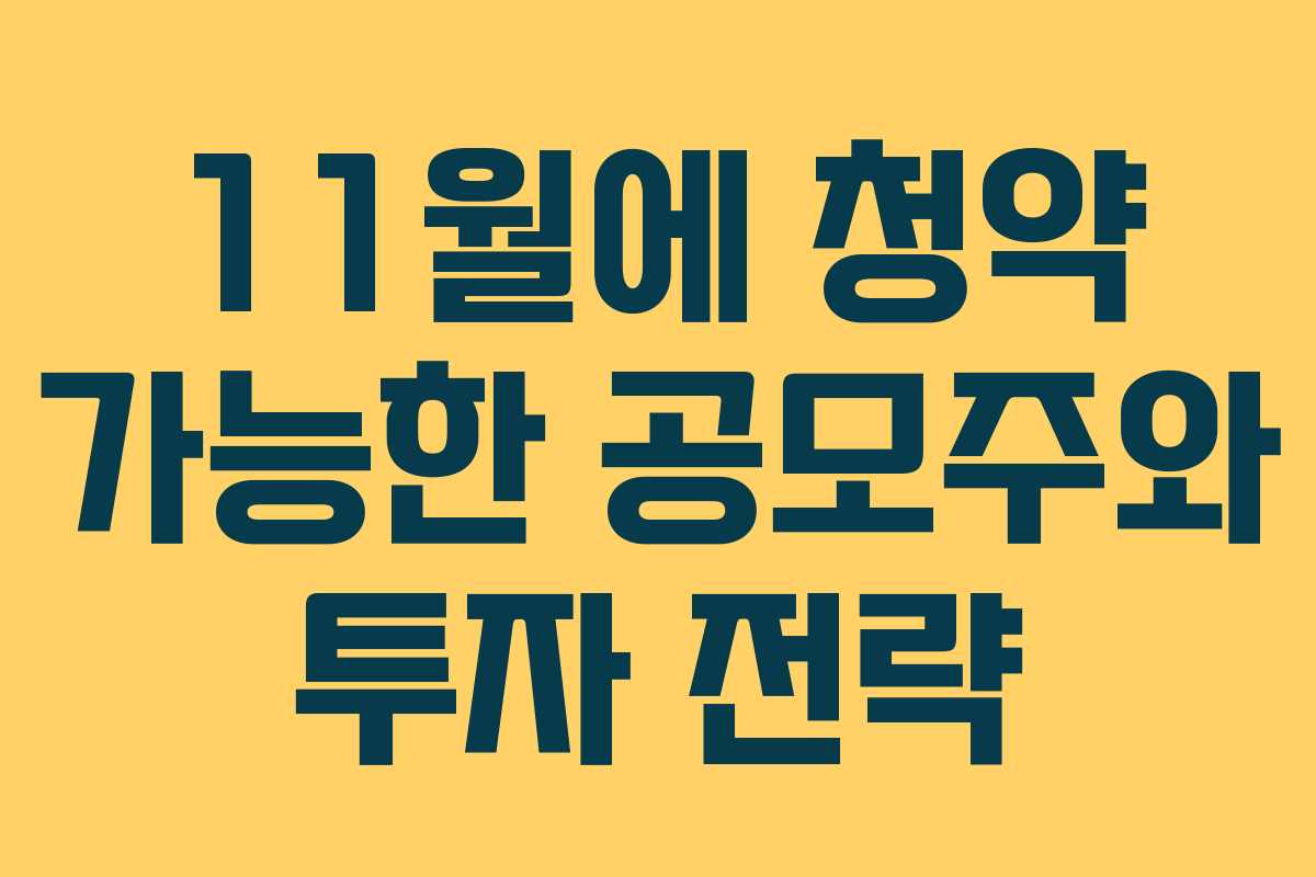 11월에 청약 가능한 공모주와 투자 전략