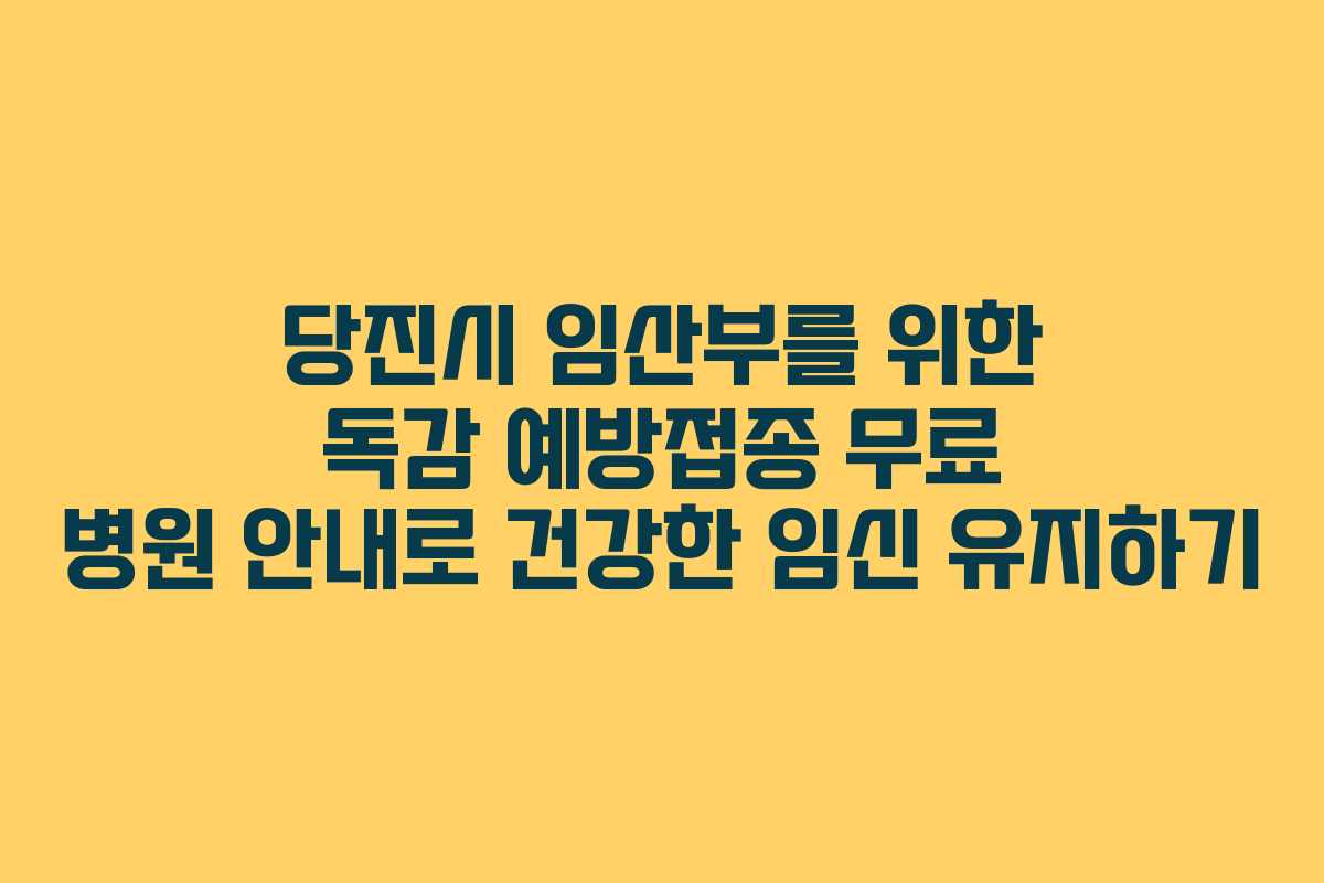 당진시 임산부를 위한 독감 예방접종 무료 병원 안내로 건강한 임신 유지하기