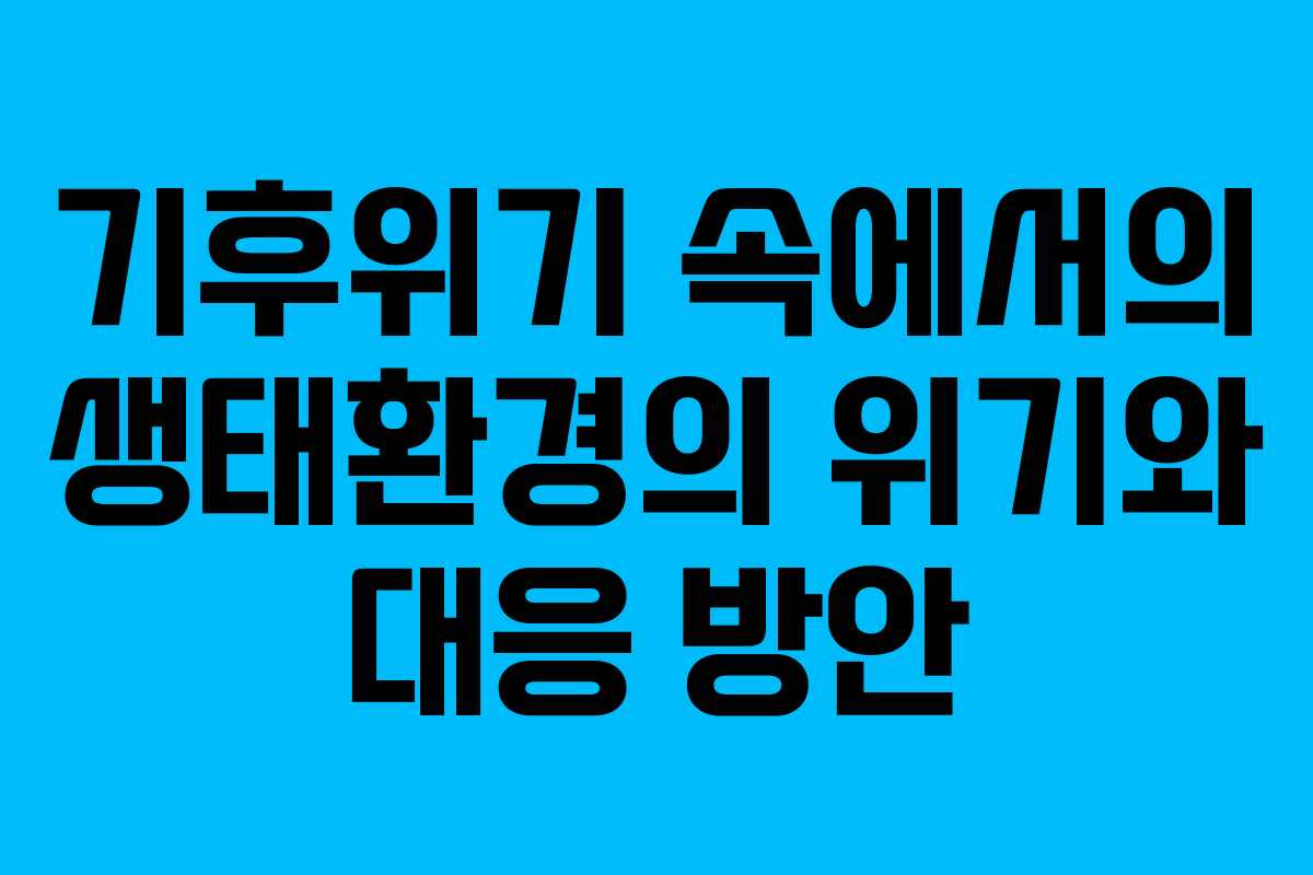 기후위기 속에서의 생태환경의 위기와 대응 방안