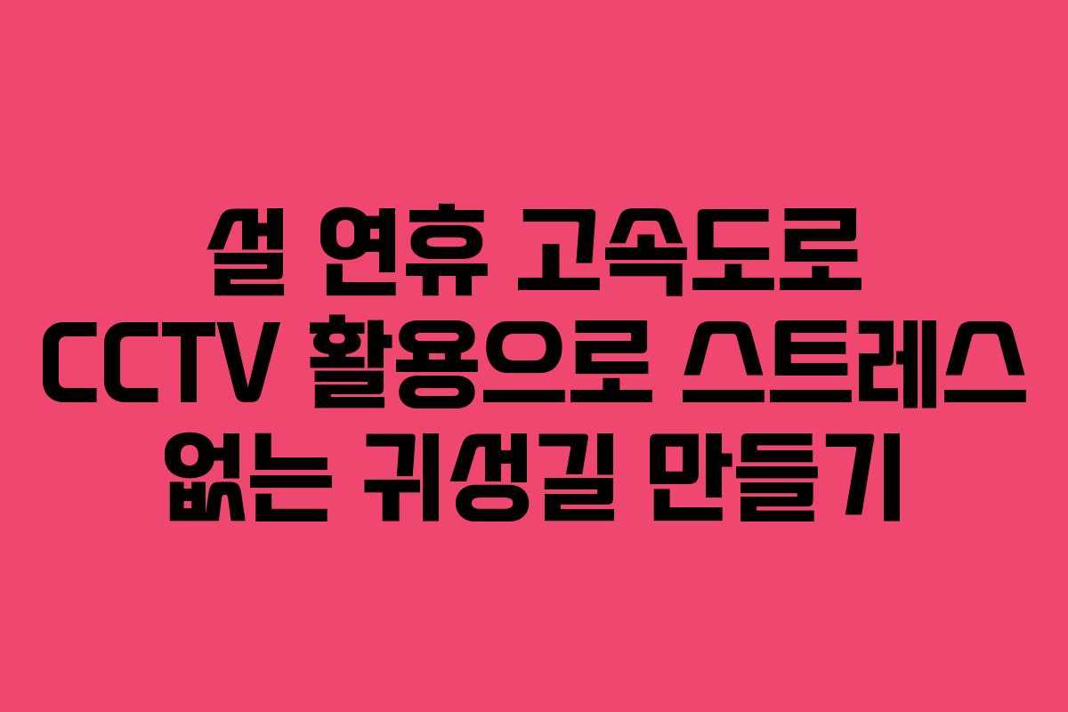 설 연휴 고속도로 CCTV 활용으로 스트레스 없는 귀성길 만들기