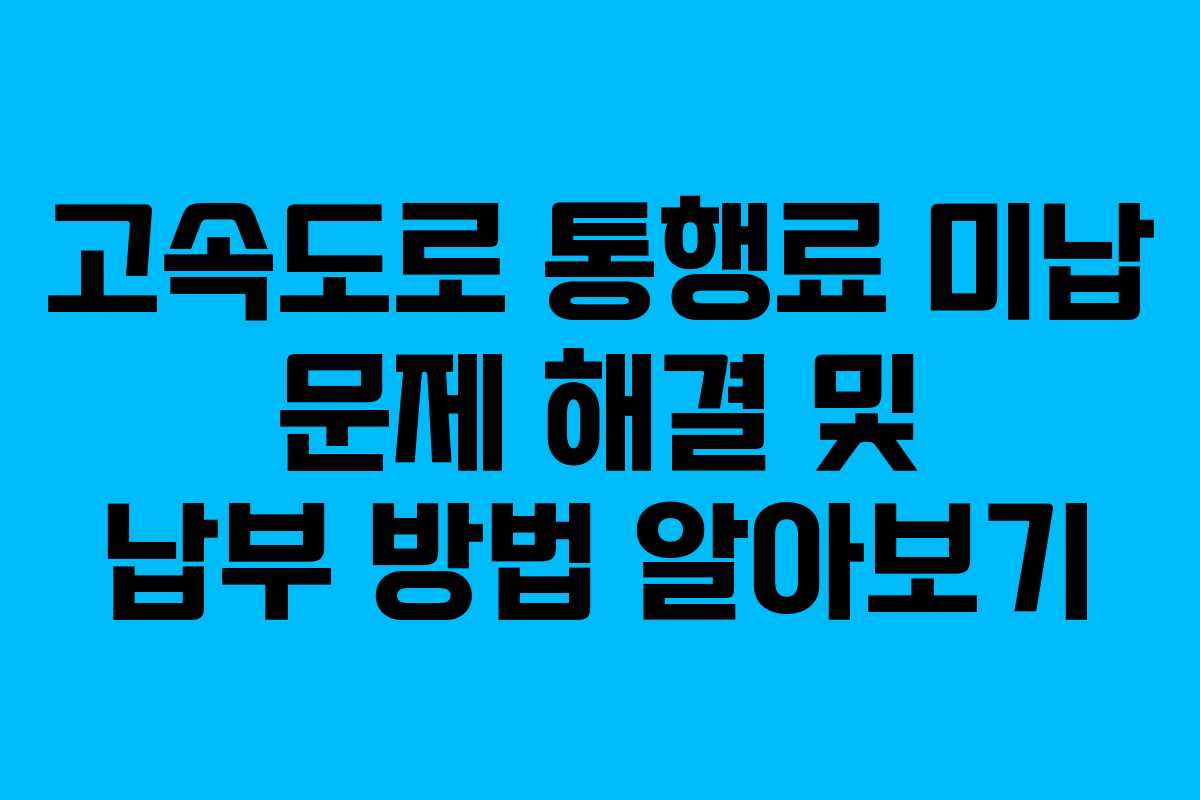 고속도로 통행료 미납 문제 해결 및 납부 방법 알아보기