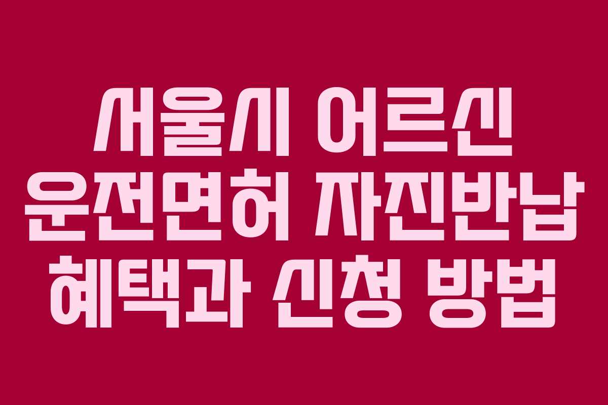 서울시 어르신 운전면허 자진반납 혜택과 신청 방법