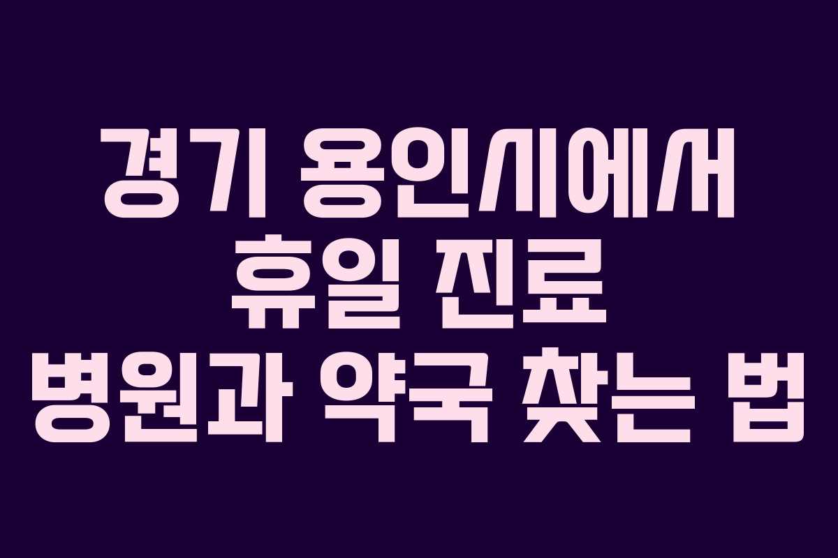 경기 용인시에서 휴일 진료 병원과 약국 찾는 법