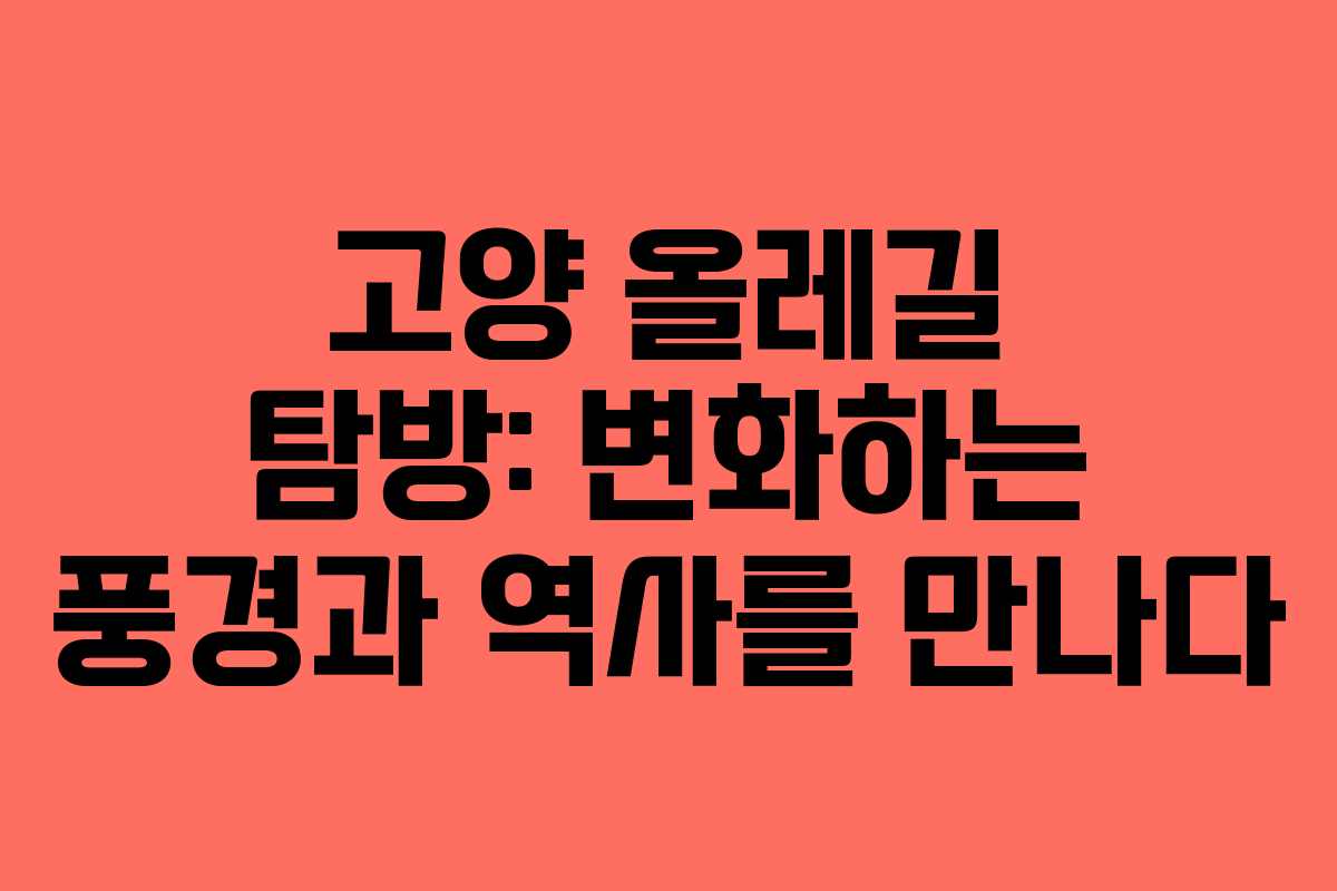 고양 올레길 탐방: 변화하는 풍경과 역사를 만나다