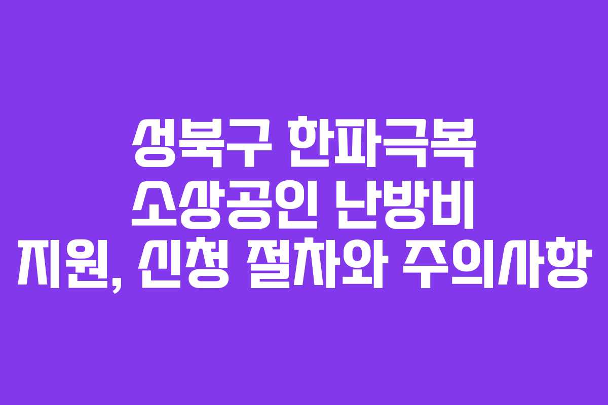 성북구 한파극복 소상공인 난방비 지원, 신청 절차와 주의사항