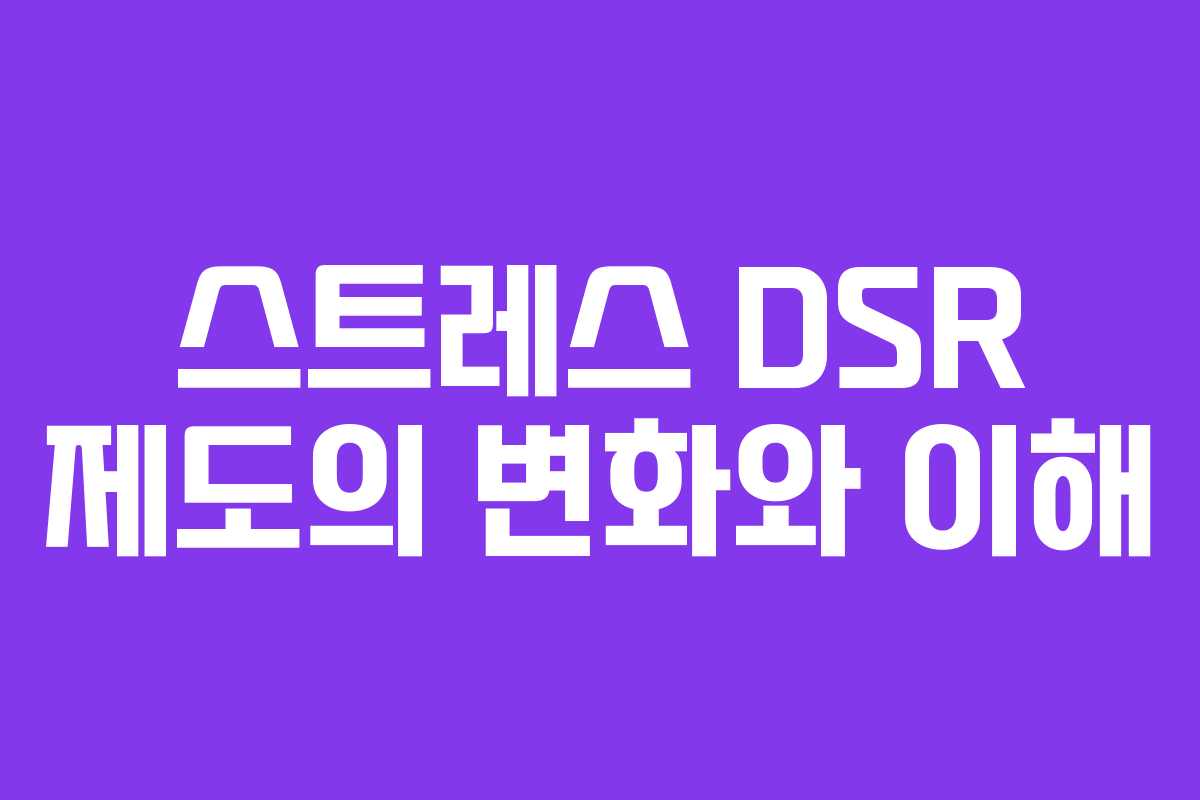 스트레스 DSR 제도의 변화와 이해