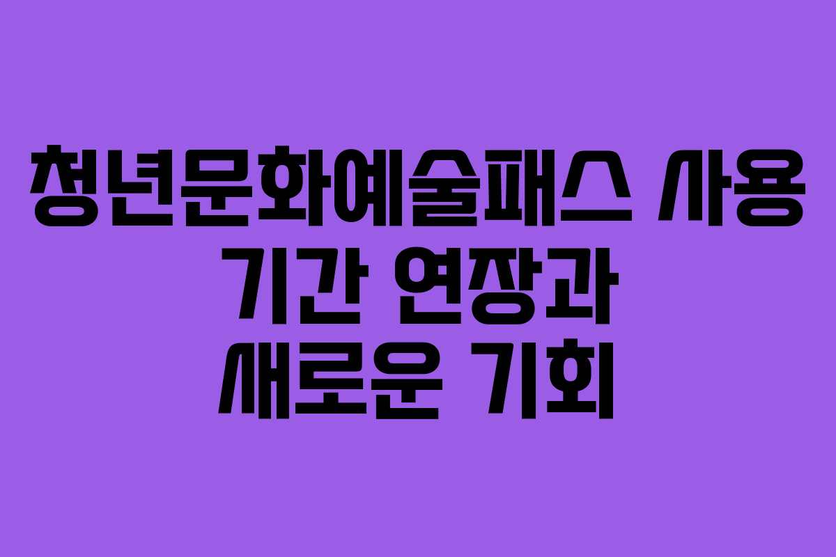 청년문화예술패스 사용 기간 연장과 새로운 기회