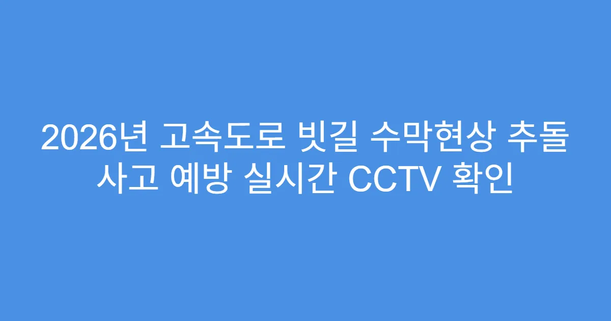 2026년 고속도로 빗길 수막현상 추돌 사고 예방 실시간 CCTV 확인