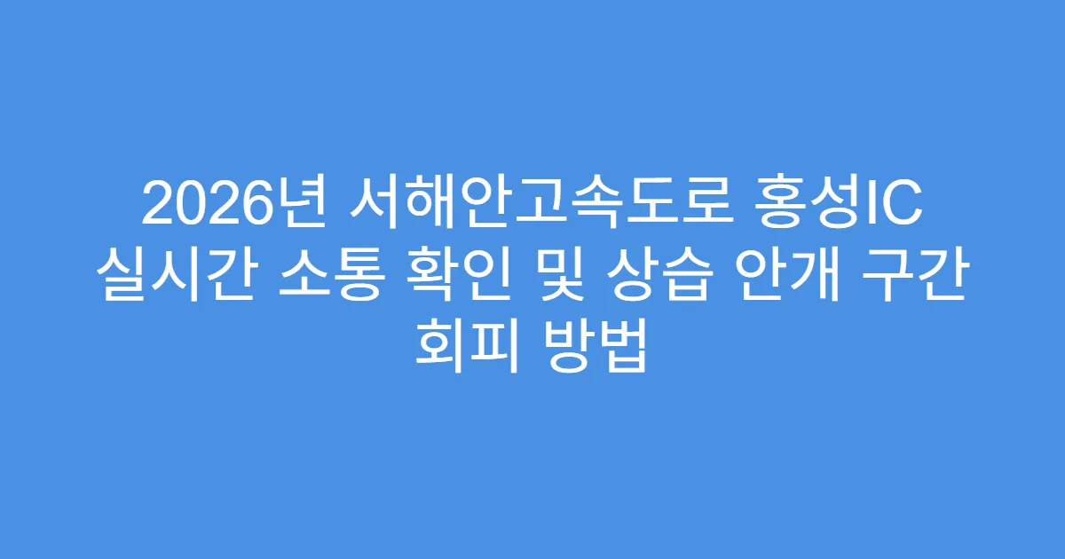 2026년 서해안고속도로 홍성IC 실시간 소통 확인 및 상습 안개 구간 회피 방법