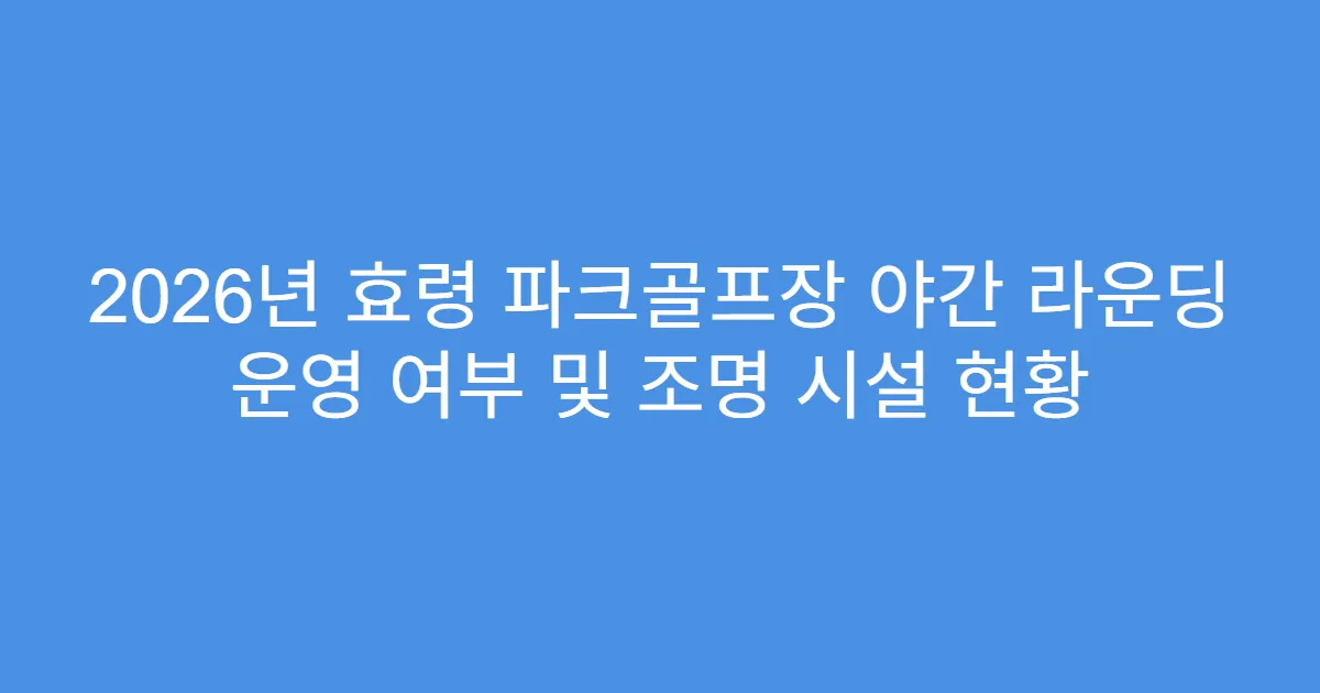 2026년 효령 파크골프장 야간 라운딩 운영 여부 및 조명 시설 현황