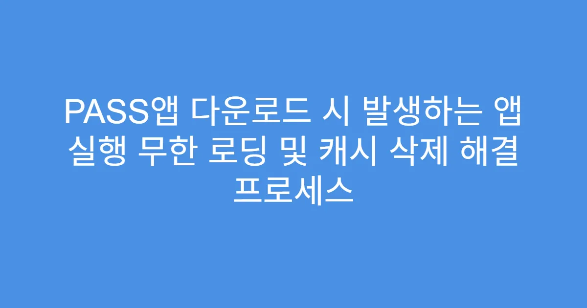 PASS앱 다운로드 시 발생하는 앱 실행 무한 로딩 및 캐시 삭제 해결 프로세스