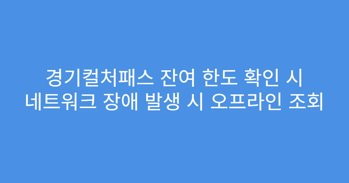 경기컬처패스 잔여 한도 확인 시 네트워크 장애 발생 시 오프라인 조회